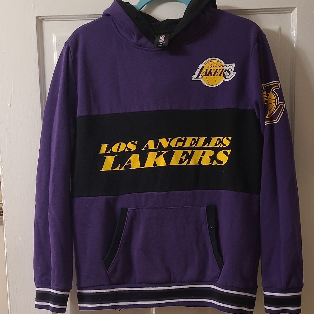 Small Los Angeles Lakers NBA Purple & Grey Hoodie No Drawstrings